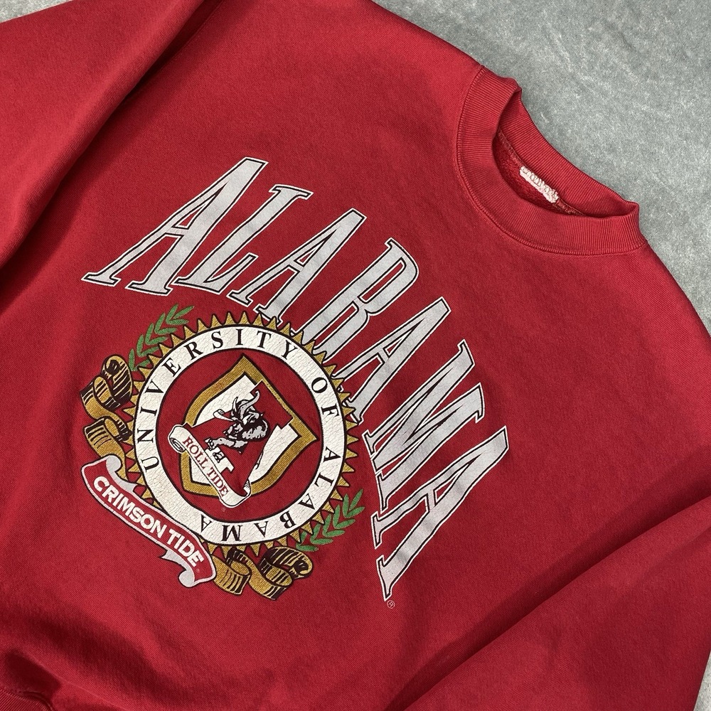 Vintage‎ University of Alabama Sweatshirt Mens Sz XL Red Crimson Roll Tide Crest